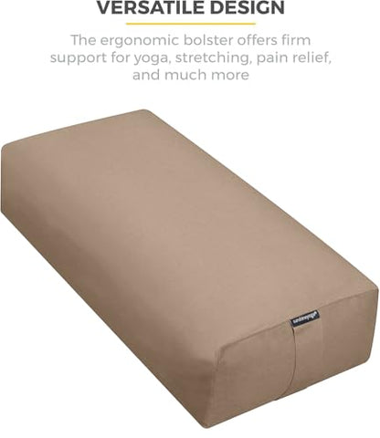 Firm Large Yoga Bolster, 24x12x6in - color: Mocha - Zippered Cover, size: 2 Pack