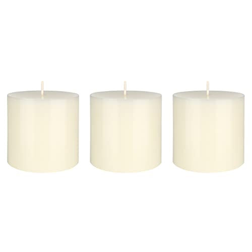 Mega Candles 3 pcs Unscented Solid Ivory Pillar Candles, Hand Poured Premium Wax Candle 3 Inch x 3 Inch, Home Décor, Spas, Weddings, Occasions, Party, Centerpieces, Holidays, Vigils, Prayers - color: Ivory, size: 3 Pieces