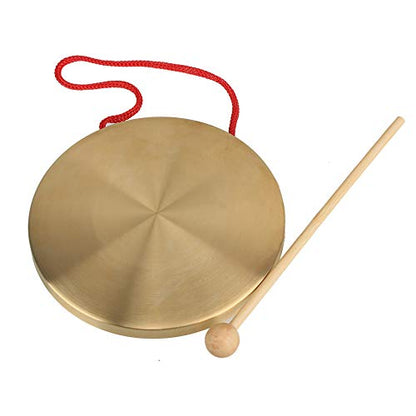 Yibuy 150mm Brass Instruments Copper Cymbals Opera Gong with Round Play Hammer Drumstick