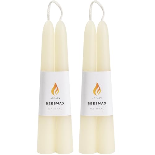 4-Pack 6" Pure Beeswax Spell Candles, Clean White, Meditation & Ritual - color: White