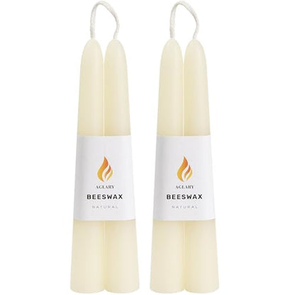 4-Pack 6" Pure Beeswax Spell Candles, Clean White, Meditation & Ritual - color: White