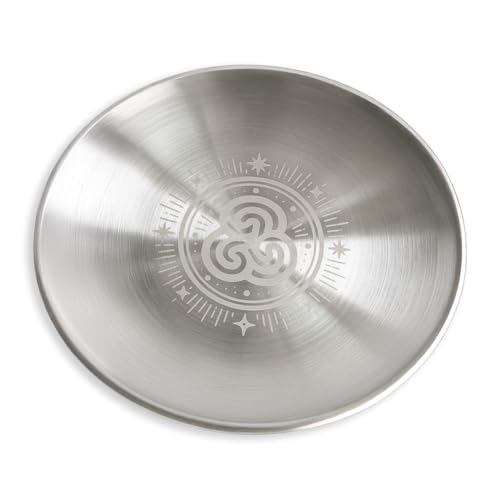 Offering Bowl Prayer Ritual Plate Great for Wicca, Altar use, Ritual use, Incense Burner, smudging Bowl, Decoration (Silver Triskelion) - color: Silver Triskelion