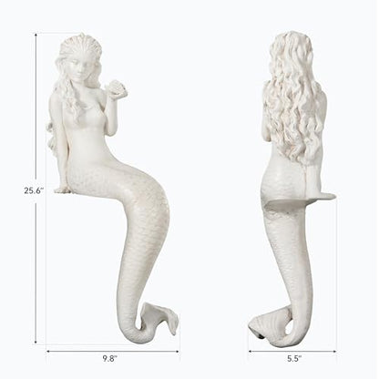 Large Mermaid Statue, 26 in DIY Outdoor Garden Sculpture Figurines - color: Mermaid-25.6"
