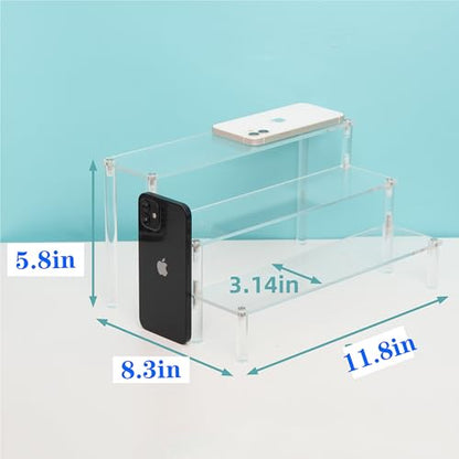 3 Steps Clear Acrylic Display Riser Cupcake Stand Display for Decoration and Organizer - size: 3 tier