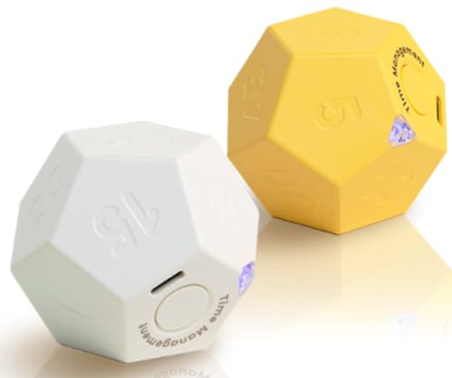 2 Pack of CREAVIVA Cube Pomodoro Timer - Flip to Start Countdown, Rechargeable Mini Productivity Timer for Study, Office, 11 Preset Times, Silent/Vibration, Time Management Tool for Kids & ADHD
