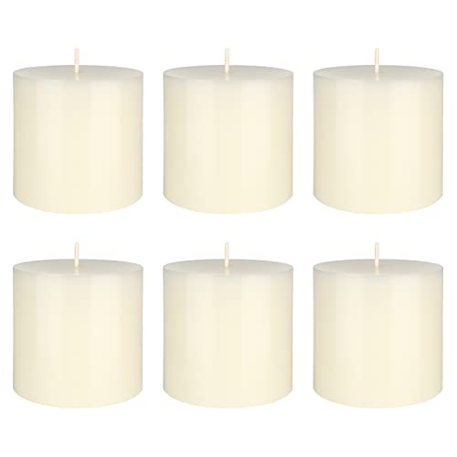 Mega Candles 6 pcs Unscented Solid Ivory Pillar Candles, Hand Poured Premium Wax Candle 3 Inch x 3 Inch, Home Décor, Spas, Weddings, Occasions, Party, Centerpieces, Holidays, Vigils, Prayers - color: Ivory, size: 6 Pieces
