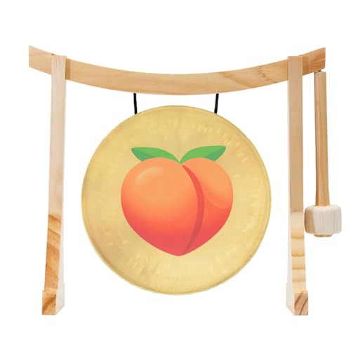 Peach Emoji Gong on Stands - style: 7" on the Natural Lifting Buddha Stand