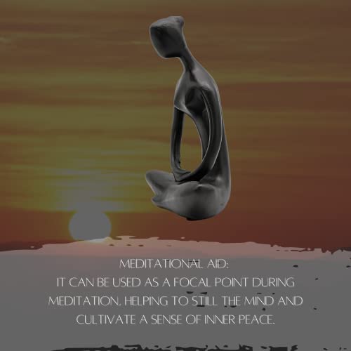 Bellaa 23134 Buddha Statue 8" - Zen Meditation Figurine | Modern Abstract Yoga Lady Sculpture | Black Resin Home Decor for Living Room Office Garden | Spiritual Mindfulness Gift