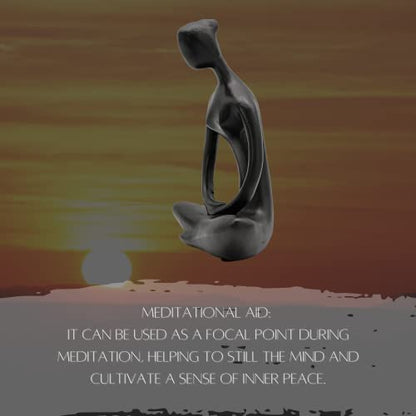 Bellaa 23134 Buddha Statue 8" - Zen Meditation Figurine | Modern Abstract Yoga Lady Sculpture | Black Resin Home Decor for Living Room Office Garden | Spiritual Mindfulness Gift
