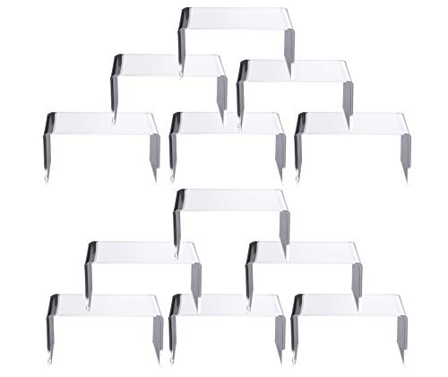 Jusalpha 12 Packs Clear Acrylic Display Risers Showcase for Jewelry - size: 12 PC