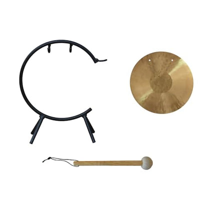 Arborea 6" Mini Wind Gong with C Stand & Gong Mallet – Elegant Bronze Desk Gong for Home Decor, Office & Tabletop Accent - size: 6" Wind Gong