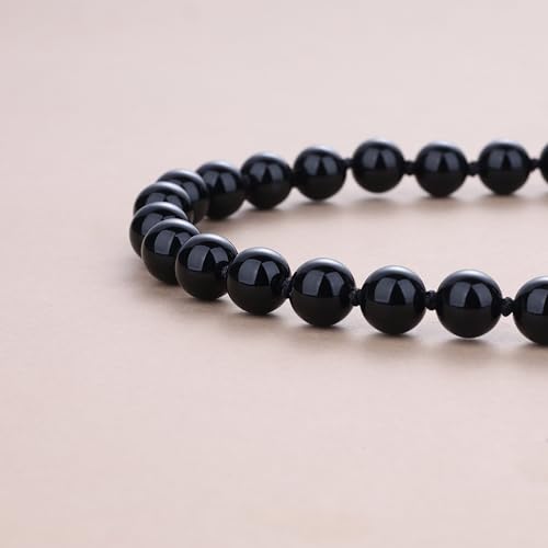 GAVU Handmade Men's Beaded Necklace, Crystal Necklace for Men - color: Onyx, size: 20"