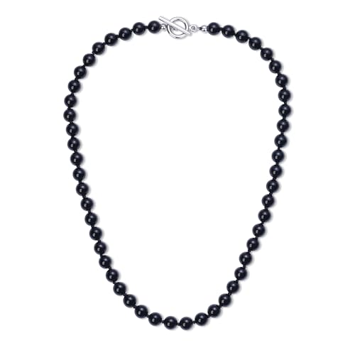 GAVU Handmade Men's Beaded Necklace, Crystal Necklace for Men - color: Onyx, size: 20"