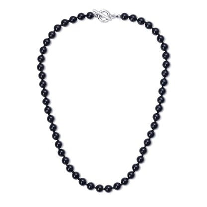 GAVU Handmade Men's Beaded Necklace, Crystal Necklace for Men - color: Onyx, size: 20"