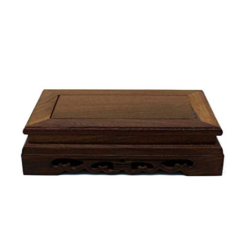 CVHOMEDECO. Primitives Rustic Rosewood Rectangle Display Stand Vase Pot Base Fishbowl Pedestal Stand. (8-1/2 Inch) - size: 8-1/2"L
