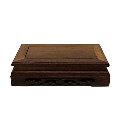 CVHOMEDECO. Primitives Rustic Rosewood Rectangle Display Stand Vase Pot Base Fishbowl Pedestal Stand. (8-1/2 Inch) - size: 8-1/2"L