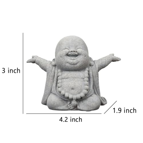 OwMell Japanese Jizo Monk Buddha Statue Figurine Aquarium Garden Decor - color: Laughing Buddha
