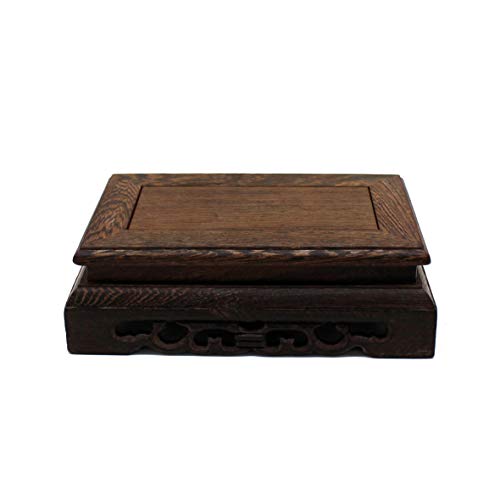 CVHOMEDECO. Primitives Rustic Rosewood Rectangle Display Stand Vase Pot Base Fishbowl Pedestal Stand. (5-3/4 Inch) - size: 5-3/4"L