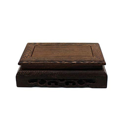 CVHOMEDECO. Primitives Rustic Rosewood Rectangle Display Stand Vase Pot Base Fishbowl Pedestal Stand. (5-3/4 Inch) - size: 5-3/4"L