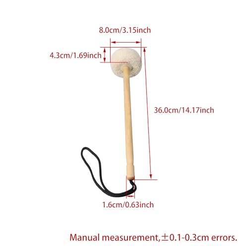 Etfbuy 1.6x36cm Beige Gong Mallet Wooden Core with Velvet Head Mallet Gong Accessories for Gong