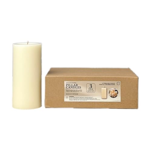 Pillar Candles 2.8x6 Inch 3 Pack Ivory – CW Studio Unscented 70 Hour Long Burn, Smokeless Dripless Premium Wax with Cotton Wick – for Weddings, Events, Home & Rustic Decor - color: Ivory, size: 2.8x6 inches