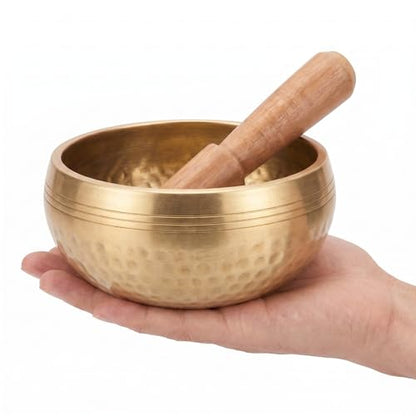 5" Tibetan Singing Bowl Set, Pure Copper Handcrafted Meditation Bowl - size: 13*13CM