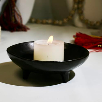 Prayer Offering Ritual Bowl Plate Great for Use Candles Tray Religious Spiritual Gifts （Black Meditation） - style: Black Meditation