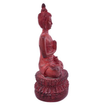ornerx Thai Sitting Buddha Statue, Red, 6.7"