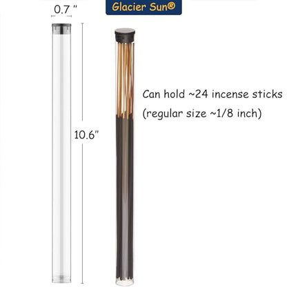 Clear Plastic Tube with Black lid, Storage Holder for 8-10 inch Incense Sticks, Preserves Aroma (24) - size: 24 Pack