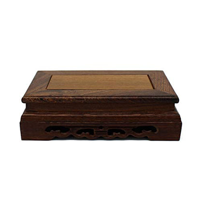 CVHOMEDECO. Primitives Rustic Rosewood Rectangle Display Stand Vase Pot Base Fishbowl Pedestal Stand. (6-1/2 Inch) - size: 6-1/2"L