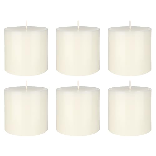 Mega Candles 6 pcs Unscented Solid Off White Pillar Candles, Hand Poured Premium Wax Candle 3 Inch x 3 Inch, Home Décor, Spas, Weddings, Occasions, Party, Centerpieces, Holidays, Vigils, Prayers - color: Off-White, size: 6 Pieces