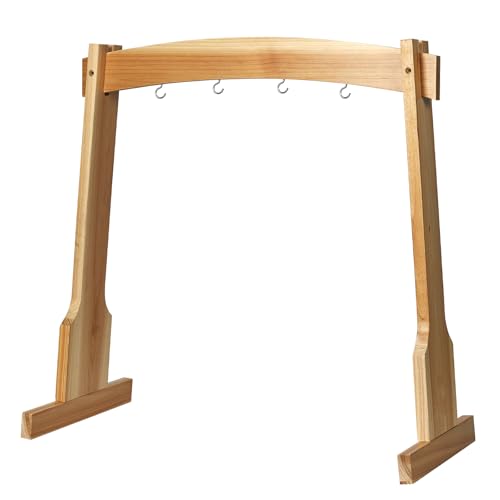 14" Gong Stands, Wind Chimes Wood Stand with Base for 1 Gong or 4 Chimes, Light & Portable Multipurpose Stand, Easy Assembly for Sound Healing, Meditation, Yoga