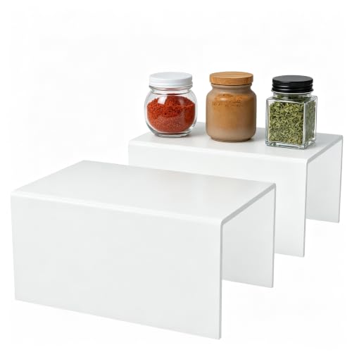 Sezanrpt White Acrylic Shelf Riser 8x5.1x4 Inch pack of 2, Acrylic Stand for Funko Pop, Collectibles, Brand Store, Home Storage Organizer, 8x5.1x4 Inch - color: White, size: 8x5.1x4 Inch