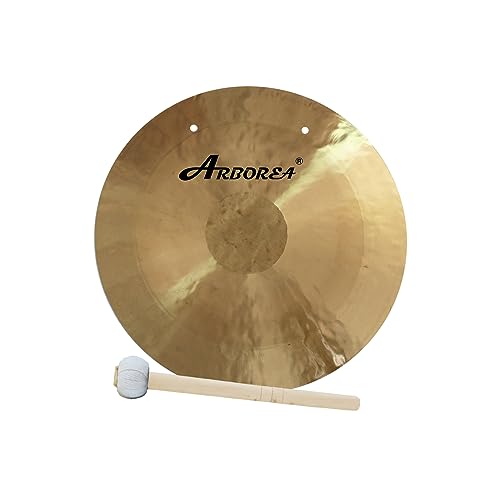 Arborea 12" Small Wind Gong with Stand and Mallet - Beautiful Wash Calming Sound Healing and Meditation Gong Perfect for Home Office Table Decor - size: 12" Wind Gong