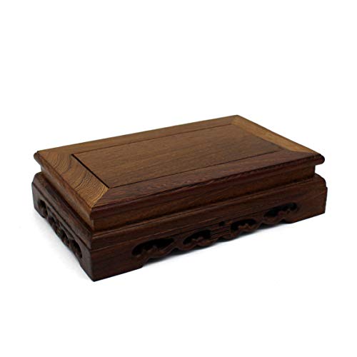 CVHOMEDECO. Primitives Rustic Rosewood Rectangle Display Stand Vase Pot Base Fishbowl Pedestal Stand. (8-1/2 Inch) - size: 8-1/2"L