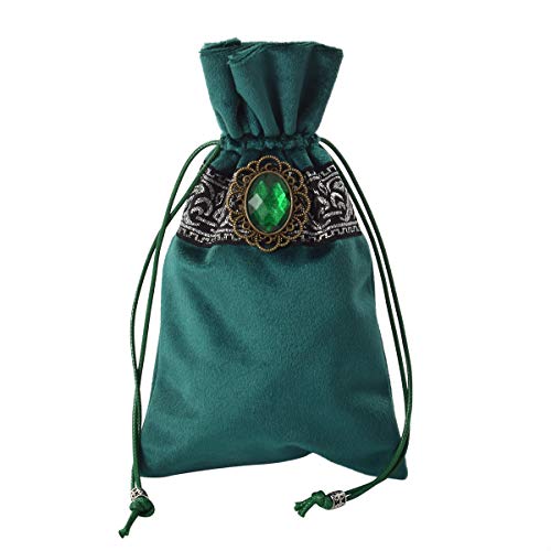BLESSUME Witch Altar Tarot Table Cloth and Pouch Square Divination Tarot Cloth(Green) - color: Green