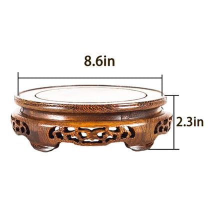 Asian Wooden Pedestal Decor Collected Sculpture Statue Base - size: 8.8" L X 2.3" H