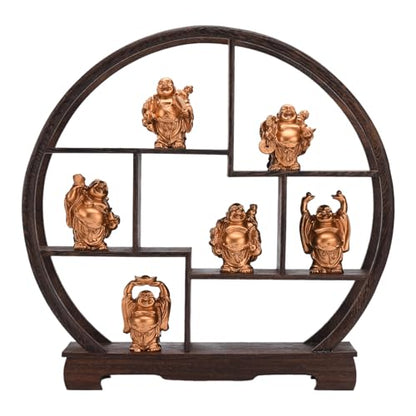 6Pcs 2.5'' Gold Resin Laughing Buddha Figurines, Tabletop Lucky Decor - color: 2.5'' Gold