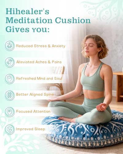 Hihealer Meditation Cushion, Large Velvet Floor Pillow for Yoga, Meditation - color: Blue