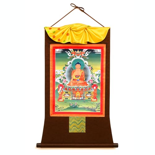Mudra Crafts Shakyamuni Extra Large Tibetan Thangka Buddha Wall Art - color: Shakyamuni