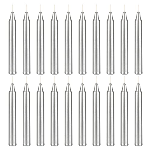 Mega Candles Mini Taper Chime Spell Candle 20 Count 4" x 1/2" Silver - color: Silver, size: 20 Pieces