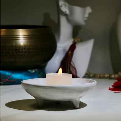 Prayer Offering Ritual Bowl Plate Great for Use Religious Spiritual Gifts（White Meditation） - style: White Meditation