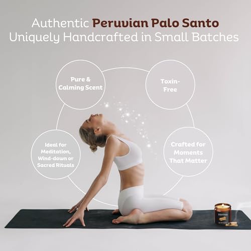 Palo Santo | Natural Coconut Wax Candle | Authentic Peruvian Palo Santo | Paraffin-Free | Crackling Wood | Handcrafted Gift | Luxury Aromatherapy for Home & Wellness | 8 oz | 60-Hour Burn