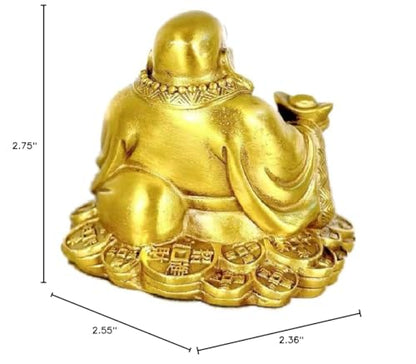 SMRTHMRT Feng Shui Decor Laughing Buddha Statue Maitreya Figurine Carrying Money Bag Happy Buddha for God Luck Brass Sculptures Home Decorations (Small) - size: Small
