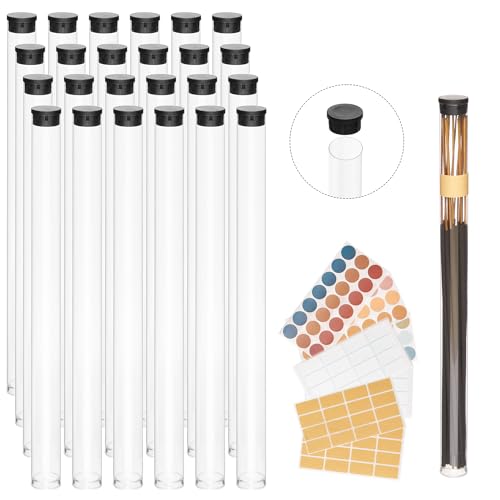 Clear Plastic Tube with Black lid, Storage Holder for 8-10 inch Incense Sticks, Preserves Aroma (24) - size: 24 Pack