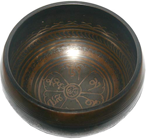 Agan Traders Handmade Tibetan Singing Bowl Set – B Note Crown Chakra Meditation Bowl with Wooden Mallet & Silk Cushion, Sound Healing Bowls for Yoga, Sound Bath, Spiritual Decor – Nepal 5133 SB - color: 5133
