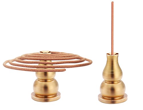 Miupoo Incense Holder, Coil Incense Burner, Incense Cone Burner, Incense Sticks Burner, 3 Styles Brass,6 Pieces