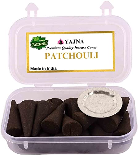 Yajna Patchouli 100%-Natural-Incense-Cones Handmade-Hand-Dipped Organic-Chemicals-Free for-Purification-Relaxation-Positivity-Yoga-Meditation The-Best-scents (20 Count) - color: Patchouli, size: Pack Of 20 Cones