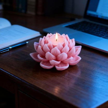 1Pc Elegant 3D Lotus Candle Mold, Floral Scented Candle Silicone Holiday Mold, Suitable for Parties, DIY Plaster Aromatherapy Home Decoration.