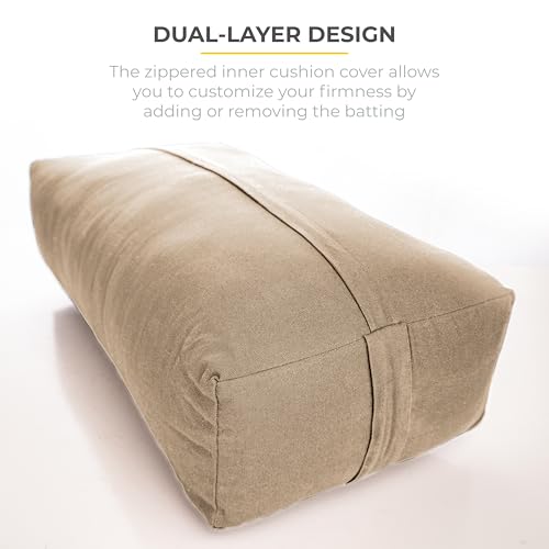 Firm Large Yoga Bolster, 24x12x6in - color: Mocha - Zippered Cover, size: 2 Pack